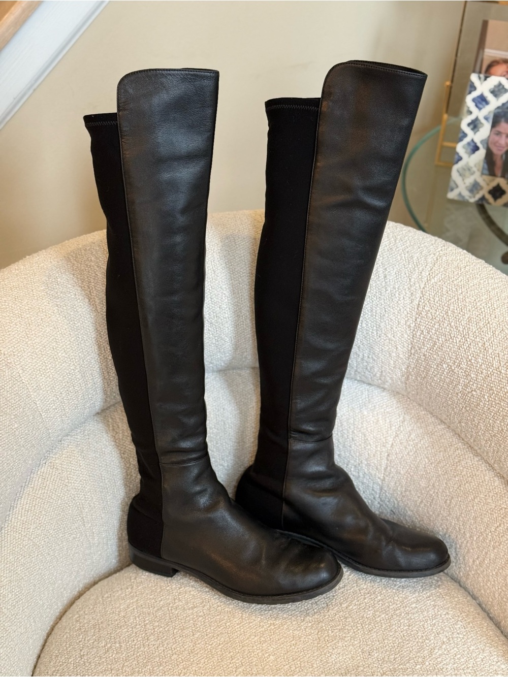 Stuart Weitzman 5050 Over-the-Knee Black Leather Boots Size 6